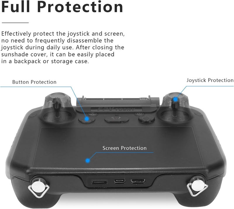 FPVtosky طقم واقي وحدة التحكم RC Pro لملحقات DJI Mavic 3، يتضمن الطقم غطاء واقي للشمس لوحدة التحكم RC Pro، حبل تعليق لوحدة التحكم RC Pro، ملحقات واقي الشاشة لوحدة التحكم RC Pro - Image 4